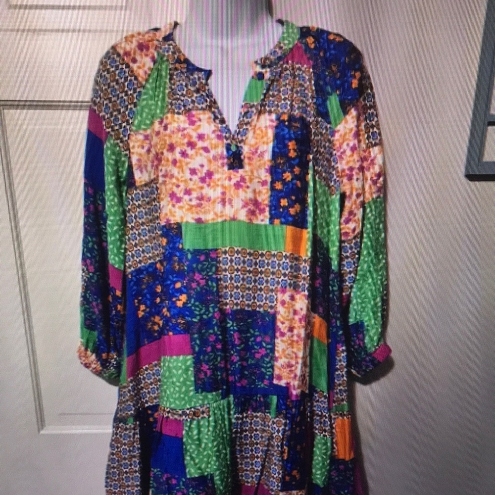 Chico's Vibrant Patchwork Midi Dress - image 1
